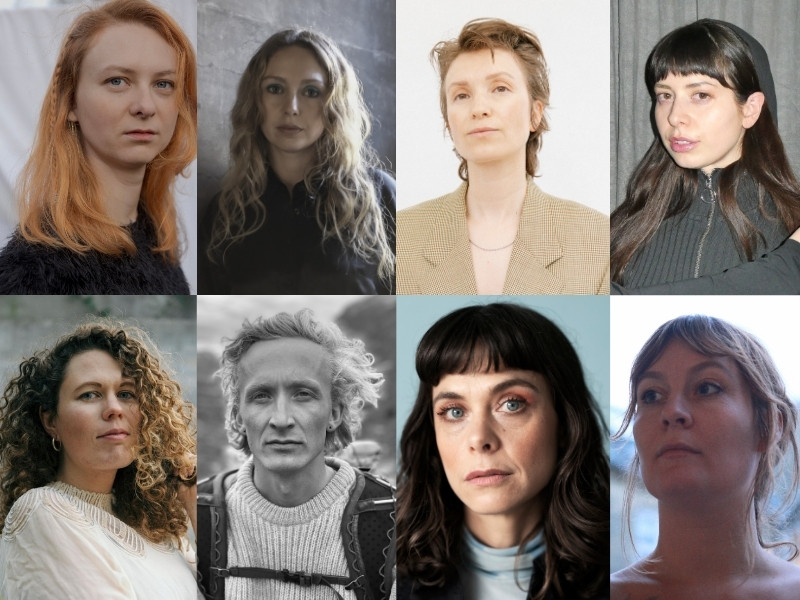 Ingrid Nymo, Fine Gråbøl, Ditte Holm Bro, Sidsel Ana Welden Gajardo, Rakel Haslund-Gjerrild, Andreas Vermehren Holm, Liv Duvå og Anna Rieder. Foto: Anne-Dorthe Søgaard, Eliyah Mesayer, Sofie Amalie Klougart, Sveinung Rudjord Unneland og Julie Holst Nielsen-Man.
